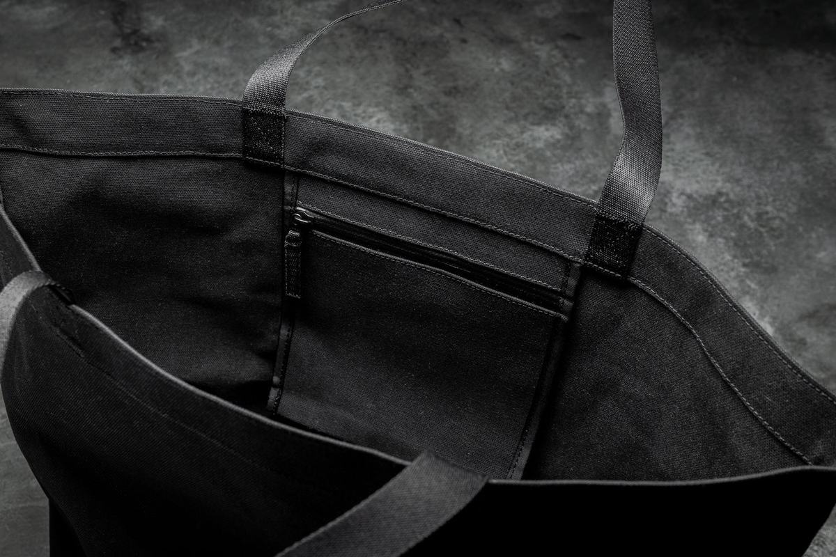 Nobull Waxed Canvas Open Top Tote Men's Bags Black | Australia (AF6031)